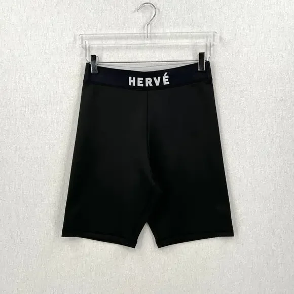 HERVE LEGER Logo Bike Shorts Womens Small Black White High Rise Stretch NWT - Picture 4 of 16